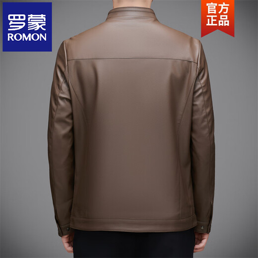 ROMON high-end Haining leather jacket men's suit collar jacket casual jacket men's suit top spring and autumn new style black M 170