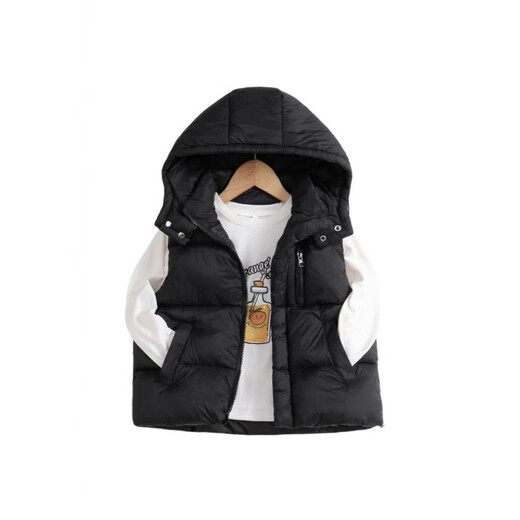 G.DUCKKIDS children's vest boys autumn and winter new down cotton thickened hooded vest vest girls middle and large children's cotton jacket hot sale black 140 height 130-140cm age 8-9 years old