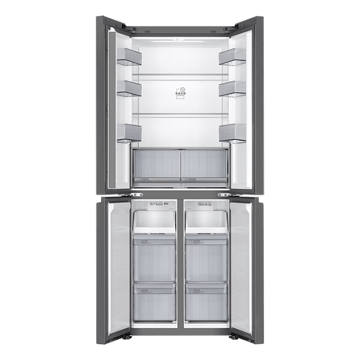Haier Hemei series 415L cross-door refrigerator, ultra-thin zero-embedded refrigerator, 70 cm wide, first-class dual-frequency air-cooled EPP ultra-clean system refrigeration dry and wet storage technology 25-year new model 415L cross-door + active sterilization + ultra-thin zero-embedded + Boca gray