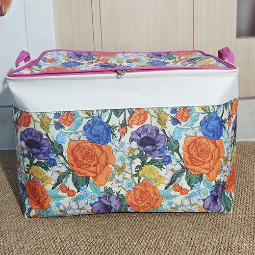 Sailoto large luggage bag moving three-dimensional storage bag household three-layer thickened storage box storage basket modern fabric folding 100 liter covered pumpkin 55*40*40cm thickened