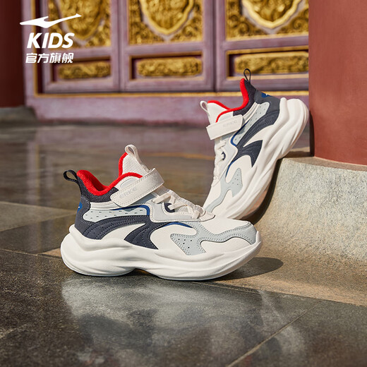 Hongxing Erke (ERKE) children's shoes, boys' and girls' casual shoes, children's second cotton version, cushioning and warm cotton shoes, microcrystalline white/moon lime/cosmic blue 37