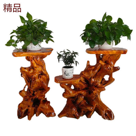 Natural root carving stand base log living room Chinese bonsai fish tank stand solid wood tree root art balcony ornament like ancient dark green 15907