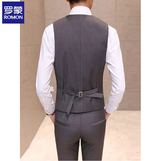 ROMON Spring and Autumn Best Man and Groom Brotherhood Slim Casual Professional Suit Vest White Shirt Men's Wedding Suit Black Vest Free Bow Tie @ S 90-100Jin Jin is equal to 0.5 kg