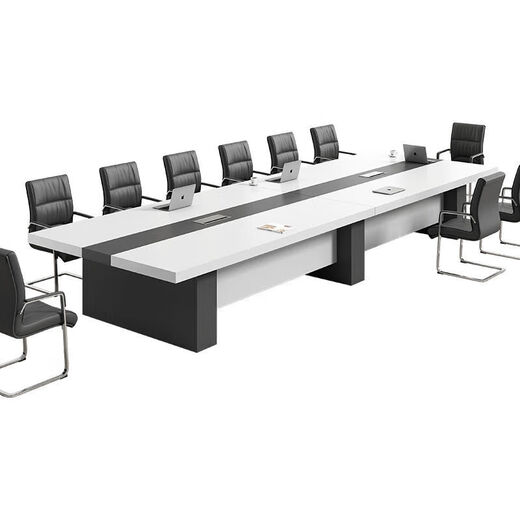Nordic light luxury conference room office conference long table conference table and chair combination simple training modern negotiation table warm white + iron gray 2.0 meter conference table