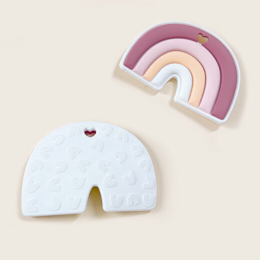 Rainbow chewable baby anti-biting hand food-grade children's oral molar stick can be boiled silicone teether purple 1 piece