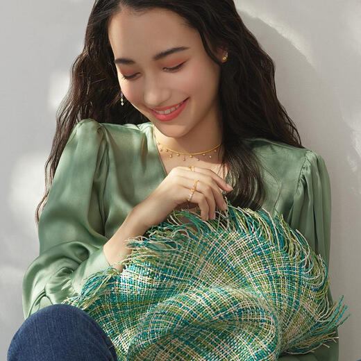 AHKAH women's ear clips are exquisite, elegant, fashionable and lightweight 18K gold pink topaz tanzanite yellow beryl picture color