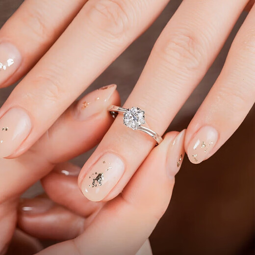 I Do platinum PT950 diamond ring Snowflake twist arm 1 carat cultivated diamond proposal engagement diamond ring gift for girlfriend Snowflake twist arm 1 carat diamond size 13