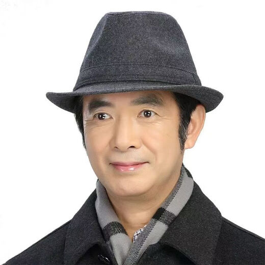 MANQIMEIYA sombrero sombrero de otoño e invierno para hombre sombrero de lana cálido para mediana edad y ancianos sombrero de jazz sombrero de caballero anciano de invierno gris oscuro tamaño mediano 56-58 circunferencia de la cabeza