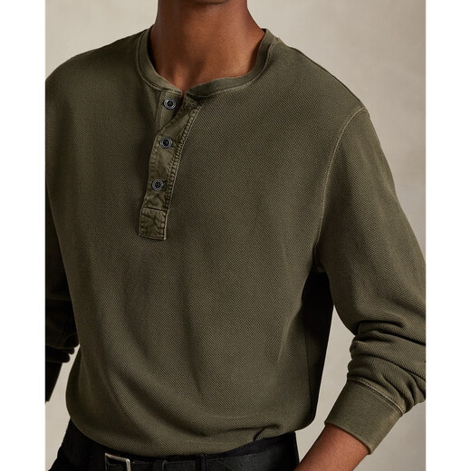 Polo Ralph Lauren Men's 25th Autumn Mesh Cotton Henley Shirt RL100211 301-Olive Green L