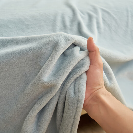 Red bean milk velvet sheet single piece plush bedspread coral velvet flannel home dormitory warm sheet cover three-piece set MAX-baby blue 230*250cm single sheet
