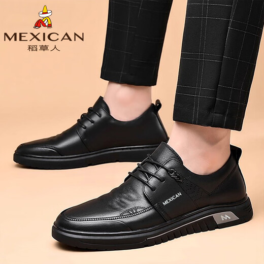 Scarecrow (MEXICAN) Scarecrow business leather shoes men's trendy versatile sneakers casual shoes black 39