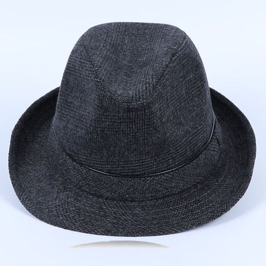 Qisman autumn and winter men's hat British retro jazz hat outdoor dad warm middle-aged and elderly spring and autumn hat men fine wool dark gray 56cm