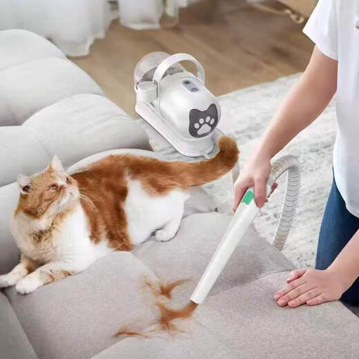 Pet 7-in-1 shaver for cats and dogs, multi-functional push and comb, electric vacuum cleaner, suction and shear, household cleaner, ivory white plug-in model, 7-in-1, shaving and suctioning at the same time