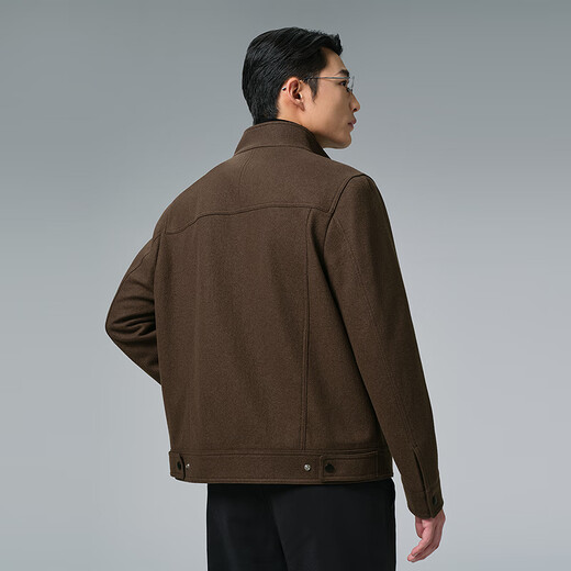 Lilan Harrington Woolen Coat Men's Winter Business Men's Woolen Jacket Sheep Wool Coat 2025 New Dark Brown (G5DYR8043Y) 3XL 185/100A