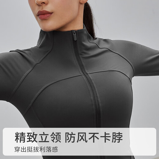 Gigt Jiji Yoga Wear Women's Autumn and Winter Velvet Yoga Jacket Outdoor Cycling Wear Sports Jacket Pilates Training Wear Graphite Gray M