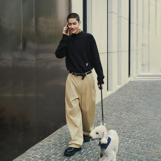 JACK&JONES Yiqiyingyun Men's 25th Winter New Half Turtle Collar Bottoming Knitted Sweater Pullover Men's Machine Washable E43 Black M 175