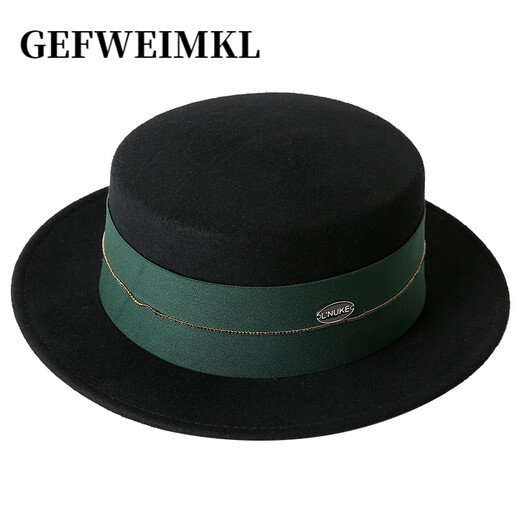 GEFWEIMKL Merino Wool Top Hat Feminine Style Socialite Spring and Autumn New Elegant and Versatile Hepburn Style Fashion Flat Top Hat Camel