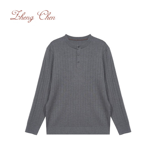 Zhengchen/Zhengchen Henry collar old money style three-dimensional base knitted sweater for men in autumn P-M96391 Gray S 48