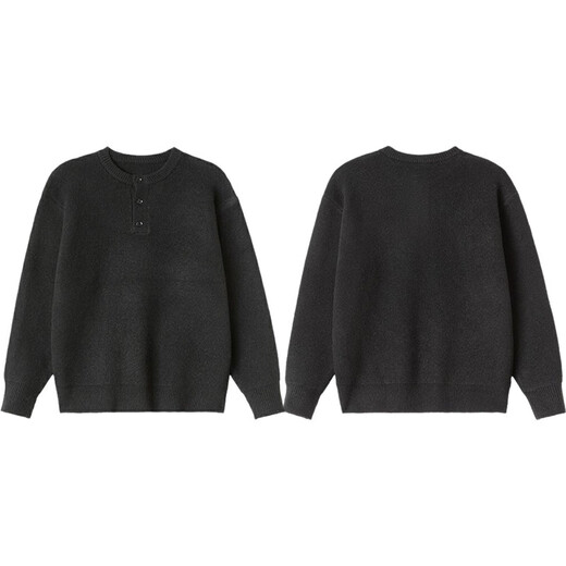 Dances with Wolves (DANCING WOLVES) xxbro men's #Henry collar thickened winter lazy style knitted inner sweater men's versatile loose bottoming shirt dark gray M