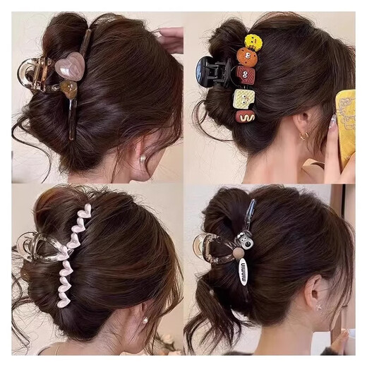 Clips de saisie du tempérament, grande taille, grand volume de cheveux 2025 Nouvelles pinces de cheveux simples pour les clips de requin de tête arrière pour femmes, paquet de sens haut de gamme [Sept Love Powder]