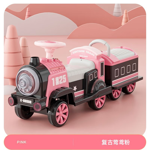 Yunya small train can seat people, remote control children's electric car, men's and women's toys, four-wheel car, two-seater, baby can spray, retro red - dual electric dual drive - front compartment - remote control - with spray