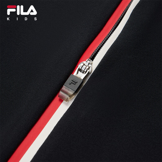 FILA children's clothing tops 2025 winter new style boys' plus velvet long-sleeved T-shirt dark black-BK 175