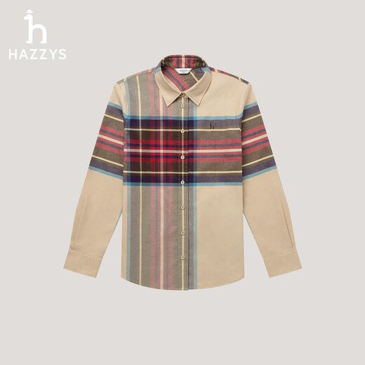 HAZZYS Haggis Women's 2025 Winter New Women's Plaid Commuting Casual Long-Sleeved Shirt Women's ASCSK1CDK21 Milky White IV S (155/80A 36)