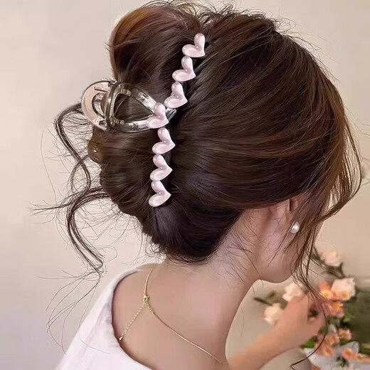 Clips de saisie du tempérament, grande taille, grand volume de cheveux 2025 Nouvelles pinces de cheveux simples pour les clips de requin de tête arrière pour femmes, paquet de sens haut de gamme [Sept Love Powder]