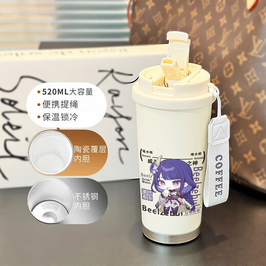 
Thermostor thermos cup Nasida stainless steel straw portable water cup male and female students double drinking coffee cup BXAB15939 God Son