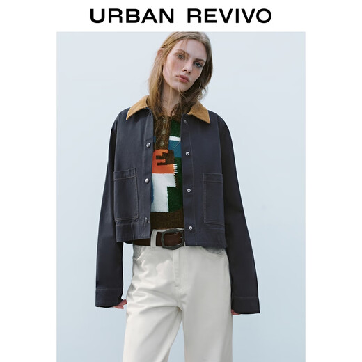 
UR2025 autumn new women's casual and fashionable corduroy collar work cotton jacket UYY150068