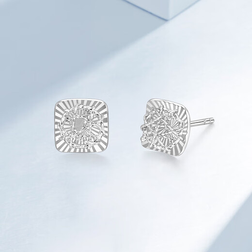 Mengjinyuan PT950 Sugar Cube Earrings Platinum Car Flower Sunflower Earrings as a Birthday Gift for My Girlfriend