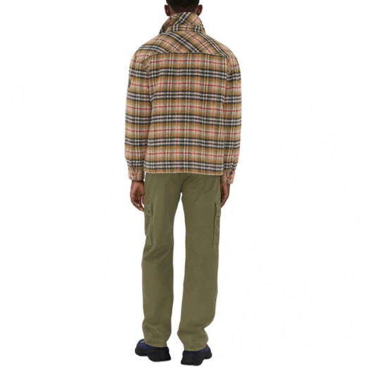 BURBERRY New Year's gift Burberry FW25 plaid wool lapel long-sleeved single-breasted cotton coat, men's beige S