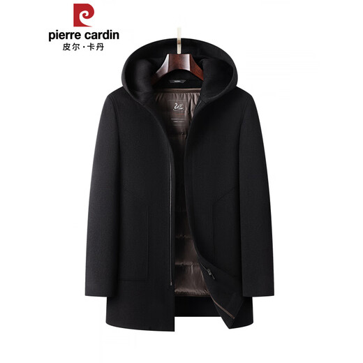 Pierre Cardin high-end men's wool coat short hooded woolen jacket autumn and winter thickened warm woolen coat men's coat khaki 2XL 185 recommended 165Jin Jin equals 0.5kg -185Jin Jin equals 0.5kg