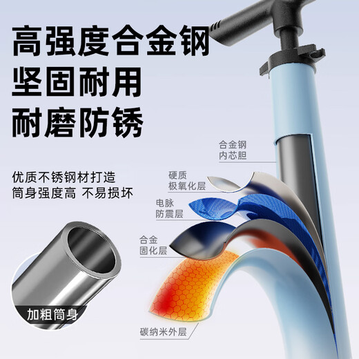 FOREVER (FOREVER) bicycle pump for home riding, high-pressure motorcycle inflatable, electric car, basketball, general trachea, gradient blue, entry-level first choice, 150PSI long style