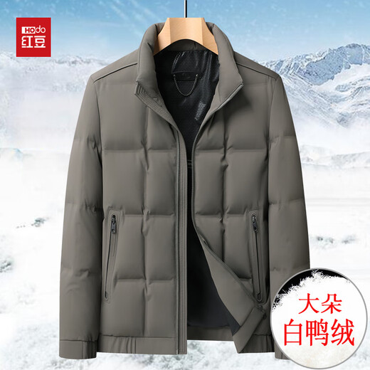 Hongdou 2025 New Thick Down Jacket Middle-aged and Elderly Men Stand Collar Business Casual Warm Dad Jacket Gray 2XL 185