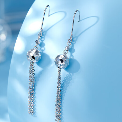 Luxury Pearl PT950 Platinum Earrings Fashionable Light Luxury Platinum Sparkling Tassel Earrings 4.11g