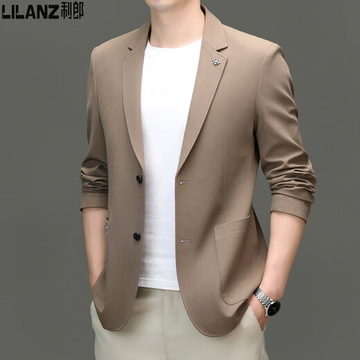 Lilang casual suit men's spring and summer casual jacket business gentleman thin suit jacket brand men's top trendy gray M