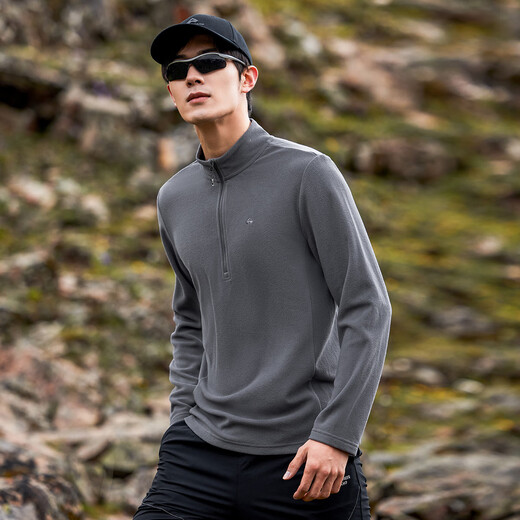 Pathfinder outdoor fleece jacket men's sports mountaineering top pullover casual stand-up collar bottoming shirt half-cardigan sports warm top