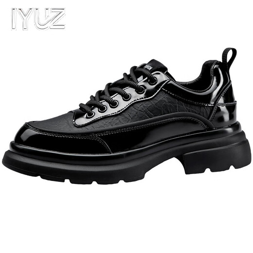 IYUZ brand light luxury men's shoes 2025 wedding leather shoes men's British style versatile business shoes men's genuine leather casual leather shoes black-high-end men's shoes 42