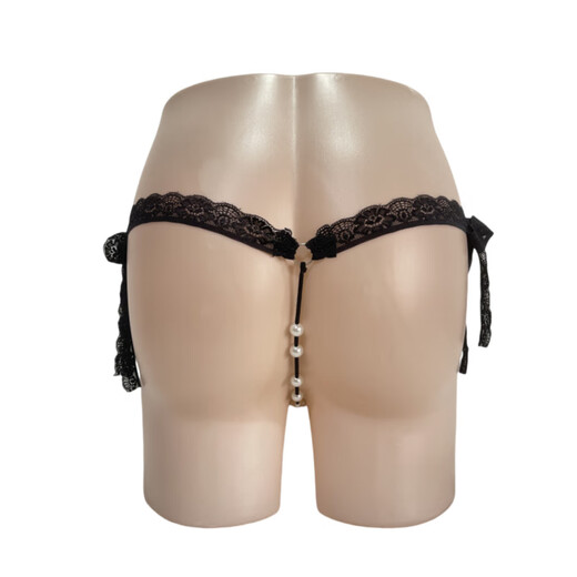 BUFFNY men's underwear lace-up adjustable size thong seductive lace pearl sexy free T-pants black one size