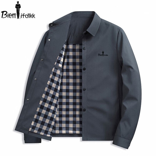 Biyinlefen 2025 spring and autumn new men's jacket middle-aged business casual solid color lapel jacket top black NJ/252281 L 175