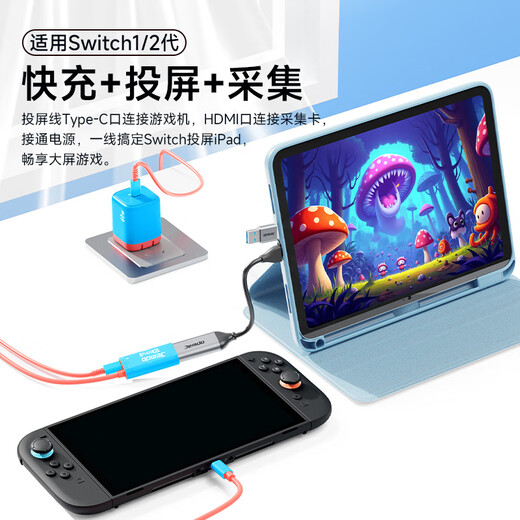 Jemdo is suitable for Nintendo Switch2 gallium nitride charger ns2 generation game console portable base oled projection cable HDMI conversion head fast charging plug power adapter accessories