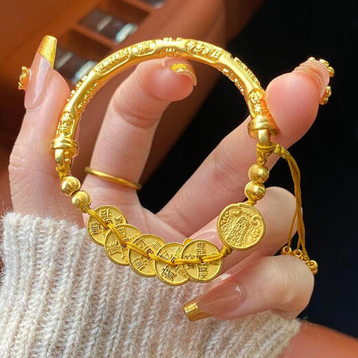 Lan Lian Five Emperors Qian Jiyan half-bracelet female five-way God of Wealth bracelet gold-clad silver copper coin braided gift bracelet for girlfriend
