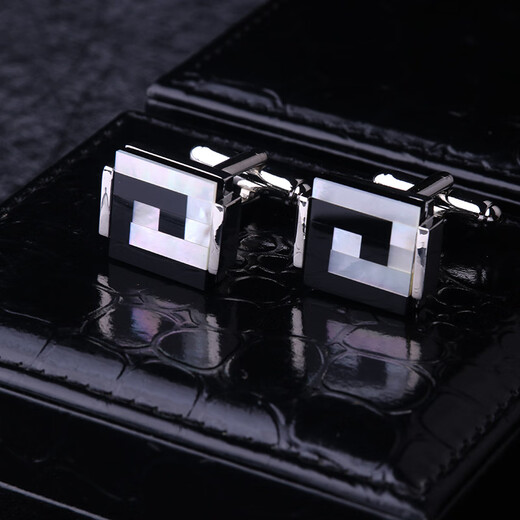 Lieshang deep sea shell cufflinks, gemstone cufflinks, men's French cufflinks, shirt suits, formal cuff buttons, military green