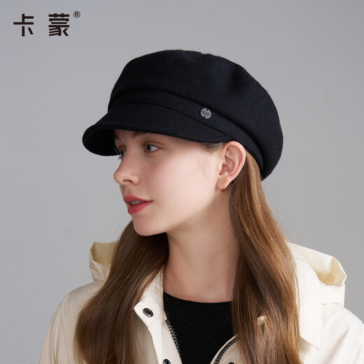 Kenmont all-sheep wool beret large head circumference for women autumn and winter 2025 new retro octagonal newsboy hat showing small face 5304