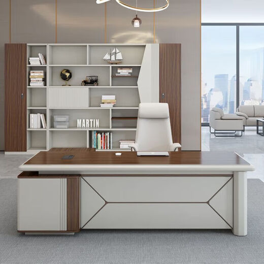 Light luxury boss table, simple and modern office atmosphere, president desk, executive desk, office desk and chair combination B06# light luxury style 1.8m boss table (with side cabinets)