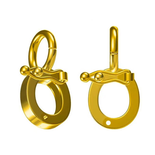 Jiaye pendant buckle head 18k gold buckle pearl anti-opening buckle gold bracelet necklace pendant holder accessories 18k dark gold color No. 2 medium double open buckle one