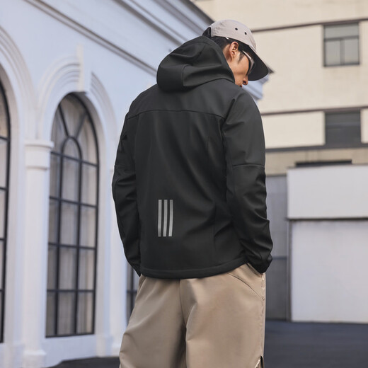 Adidas water-repellent and splash-proof casual simple comfortable hooded jacket jacket for men and women Adidas official light sports black M
