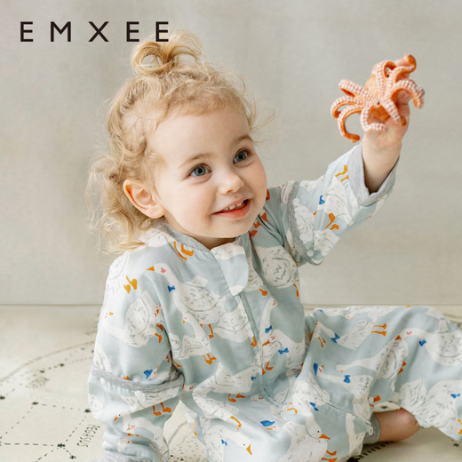 Manxi (EMXEE) Yingman Tang Yixin Baby Leno Sleeping Bag Spring and Autumn Style Split-Leg Anti-Kick Quilt for Baby All Seasons Manxi Goose-Long Sleeve Model (3D Beanie Velvet Soothing Inner Layer) Room temperature 8-80cm (suitable for babies with a height of 73-80cm)