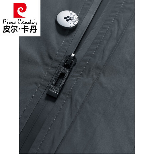 Pierre Cardin (pierre cardin) hooded windbreaker men's mid-length high-end brand coat light luxury men's 2026 spring and autumn coat cloak high-end gray M 170 recommended 100-120Jin Jin equals 0.5 kg
